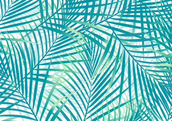 Liście palmowe zielone i niebieskie tło — Wektor stockowy