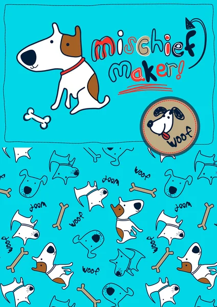 Mischief criador filhote de cachorro woof —  Vetores de Stock