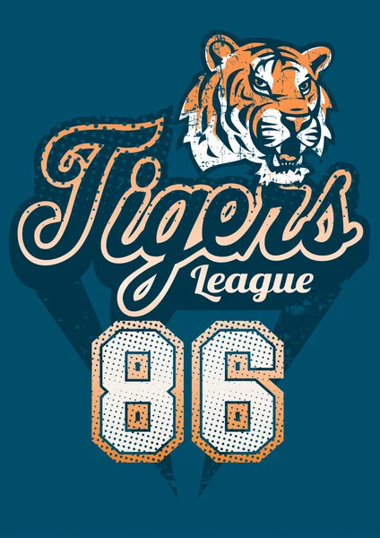 Tiger sports league jersey print — Stock vektor