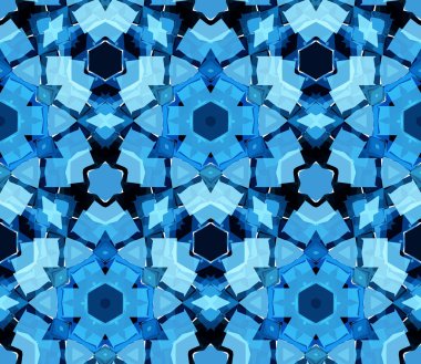 Mavi seamless modeli. Soyut öğeler beyaz arka plan üzerinde bulunan renk Dikişsiz desen oluşur.