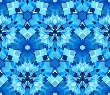 Mavi kaleydoskop seamless modeli. Soyut öğeler beyaz arka plan üzerinde bulunan renk Dikişsiz desen oluşur.