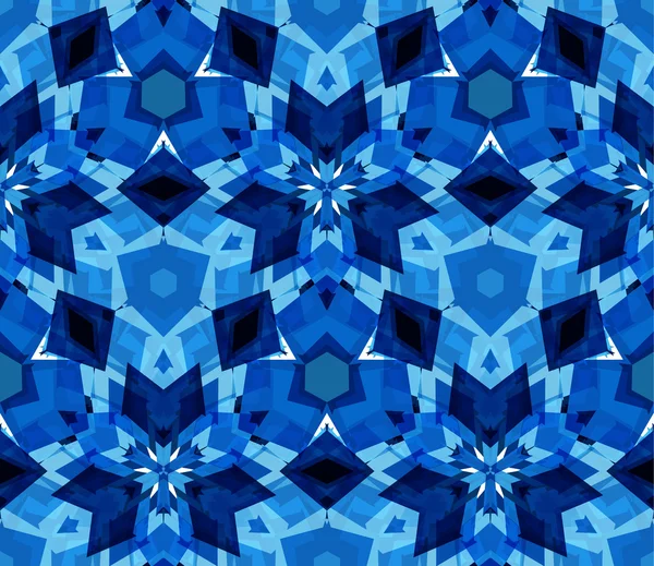 Modèle sans couture kaléidoscope bleu. Modèle sans couture composé d'éléments abstraits de couleur situés sur fond blanc . — Image vectorielle