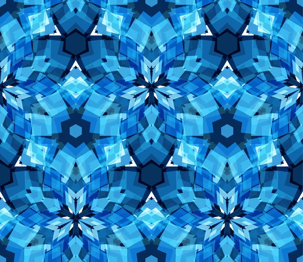 Modèle sans couture kaléidoscope bleu. Modèle sans couture composé d'éléments abstraits de couleur situés sur fond blanc . — Image vectorielle