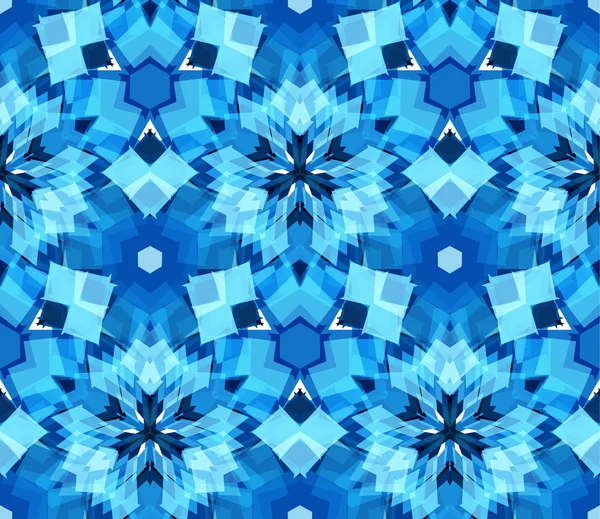 Caleidoscopio azul patrón sin costuras. Patrón inconsútil compuesto por elementos abstractos de color ubicados sobre fondo blanco . — Vector de stock