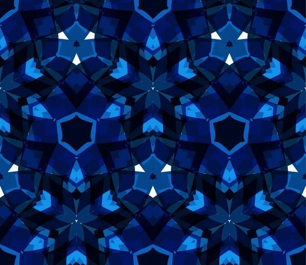 Caleidoscopio azul patrón sin costuras. Patrón inconsútil compuesto por elementos abstractos de color ubicados sobre fondo blanco . — Archivo Imágenes Vectoriales