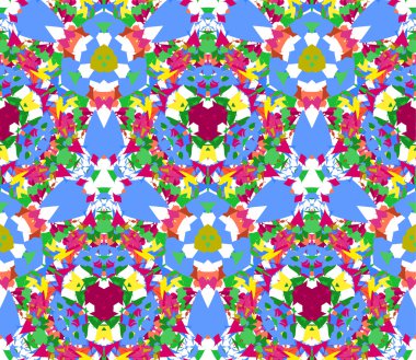 Renkli çiçek Dürbünü seamless modeli. Dikişsiz desen soyut öğeler beyaz arka plan üzerinde bulunan renk oluşur. Doku, desen ve sanatsal kompozisyonlar için tasarım öğesi olarak yararlı.