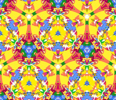 Renkli çiçek Dürbünü seamless modeli. Dikişsiz desen soyut öğeler beyaz arka plan üzerinde bulunan renk oluşur. Doku, desen ve sanatsal kompozisyonlar için tasarım öğesi olarak yararlı.