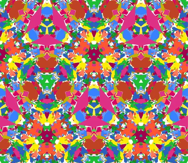 Colorful kaleidoscope seamless pattern. Seamless pattern composed of color abstract elements located on white background. Useful as design element for texture, pattern and artistic compositions. — Stock Vector