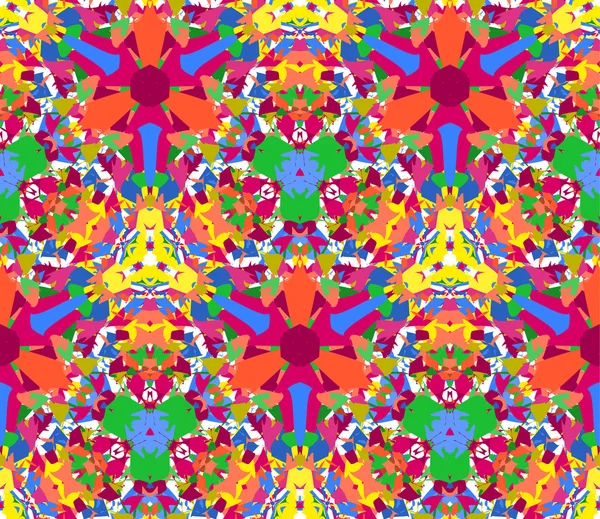 Buntes Kaleidoskop nahtlosen Musters. nahtlose Muster aus abstrakten Farbelementen auf weißem Hintergrund. nützlich als Gestaltungselement für Textur, Muster und künstlerische Kompositionen. — Stockvektor