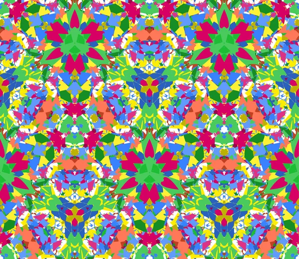 Buntes Kaleidoskop nahtlosen Musters. nahtlose Muster aus abstrakten Farbelementen auf weißem Hintergrund. nützlich als Gestaltungselement für Textur, Muster und künstlerische Kompositionen. — Stockvektor