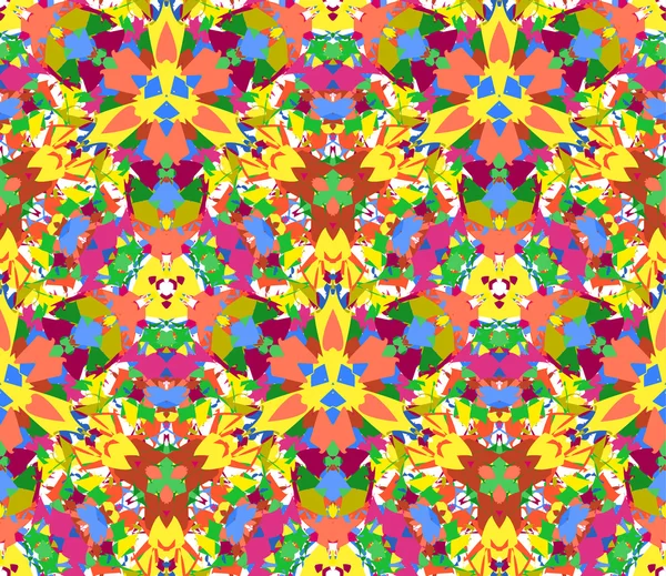 Buntes Kaleidoskop nahtlosen Musters. nahtlose Muster aus abstrakten Farbelementen auf weißem Hintergrund. nützlich als Gestaltungselement für Textur, Muster und künstlerische Kompositionen. — Stockvektor