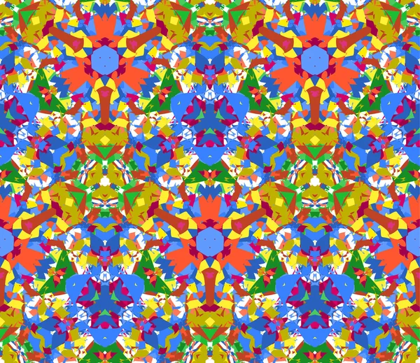 Colorful kaleidoscope seamless pattern. Seamless pattern composed of color abstract elements located on white background. Useful as design element for texture, pattern and artistic compositions. — Stock Vector