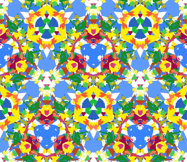 Buntes Kaleidoskop nahtlosen Musters. nahtlose Muster aus abstrakten Farbelementen auf weißem Hintergrund. nützlich als Gestaltungselement für Textur, Muster und künstlerische Kompositionen. — Stockvektor