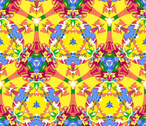 Colorful kaleidoscope seamless pattern. Seamless pattern composed of color abstract elements located on white background. Useful as design element for texture, pattern and artistic compositions. — Stock Vector