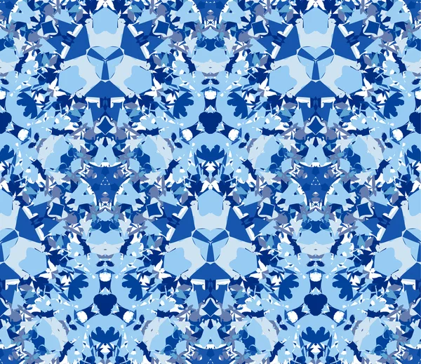 Modèle sans couture kaléidoscope bleu — Image vectorielle