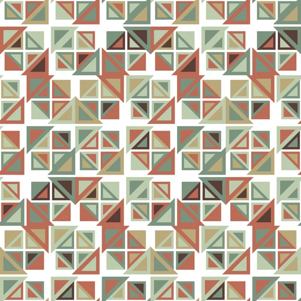 Seamless mönster. Den består av geometriska element av en triangulär form med olika färg. På vit. — Stock vektor