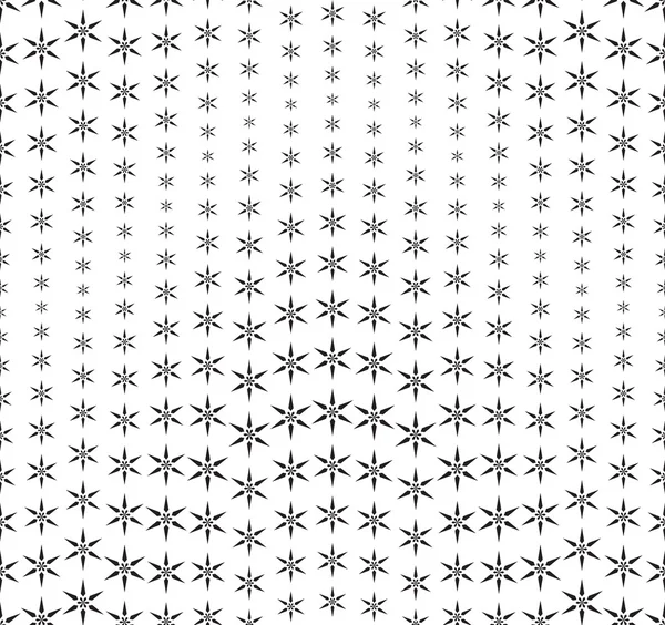 Seamless pattern on a white background. Has the shape of a wave. Consists of abstract elements having the shape of snowflakes. — Stock Vector