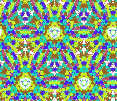 Dikişsiz desen parlak renk soyut öğelerden oluşur.