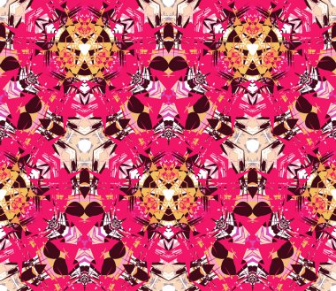 Soyut öğeler beyaz arka plan üzerinde bulunan parlak renk Dikişsiz desen oluşur