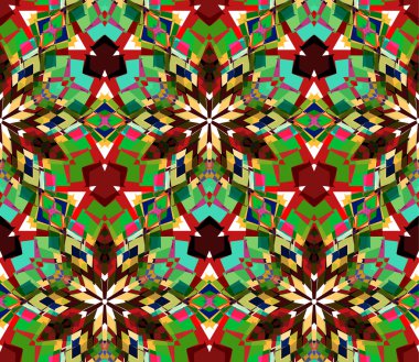 Renkli çiçek Dürbünü arka plan. Dikişsiz desen soyut öğeler beyaz arka plan üzerinde bulunan renk oluşur. Doku, desen ve sanatsal kompozisyonlar için tasarım öğesi olarak yararlı.