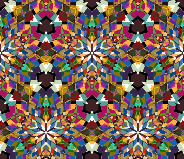 Colorful kaleidoscope seamless pattern. Seamless pattern composed of color abstract elements located on white background. Useful as design element for texture, pattern and artistic compositions. — Stock Vector