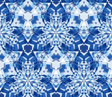 Mavi seamless modeli. Soyut öğeler beyaz arka plan üzerinde bulunan renk Dikişsiz desen oluşur.