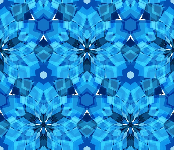 Modèle sans couture kaléidoscope bleu. Modèle sans couture composé d'éléments abstraits de couleur situés sur fond blanc . — Image vectorielle