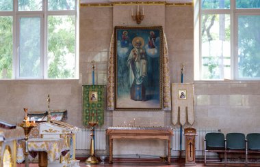 Nickolaev, Ukrayna - 31 Ağustos 2020: Tanrı 'nın Annesi Kasperovskaya Simgesi Katedrali' nin bir parçası