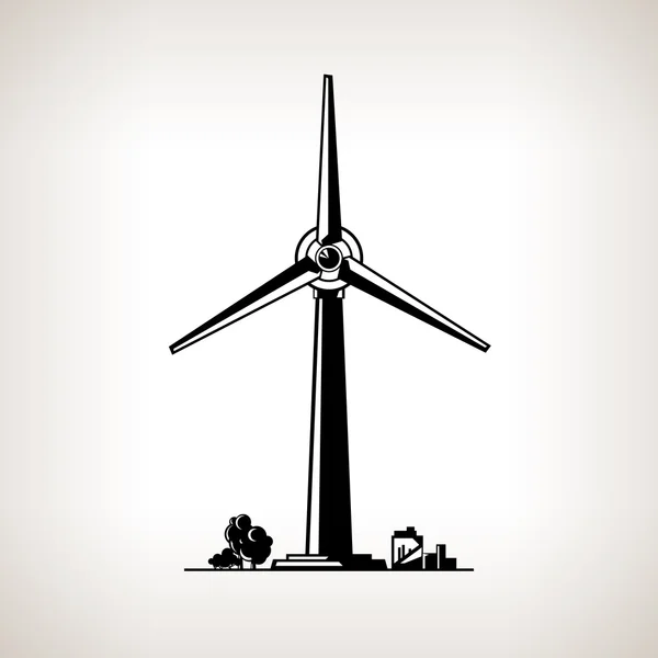 Turbina eólica silhueta — Vetor de Stock