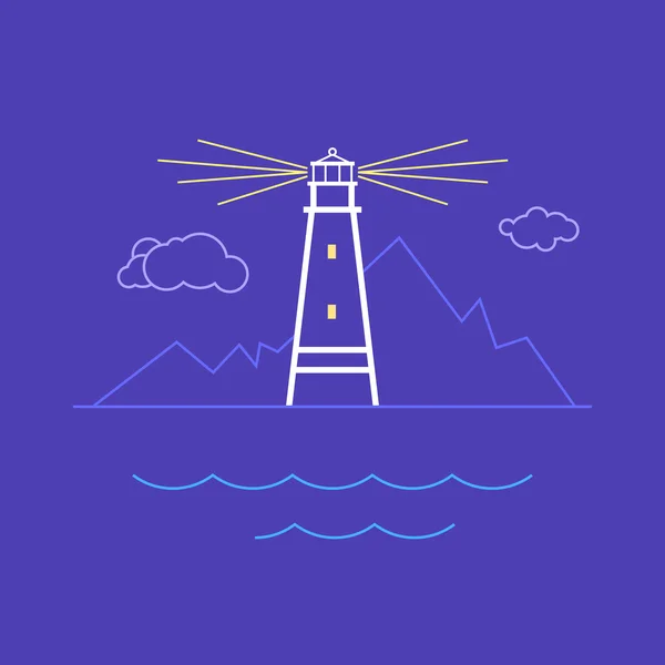 Lighthouse, Line Style Design — Stock Vector