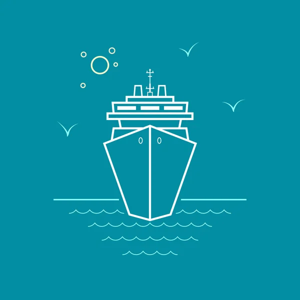 Cruise Ship, Line Style Design — Stock Vector