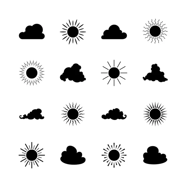 Conjunto de formas de sol y nube — Vector de stock
