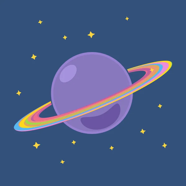 Planeta Saturn cu stele în spațiul cosmic — Vector de stoc