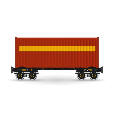 Platform üzerinde beyaz izole kırmızı konteyner ile