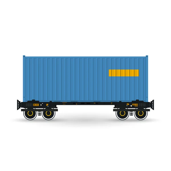 Platform met blauwe Container geïsoleerd op wit — Stockvector