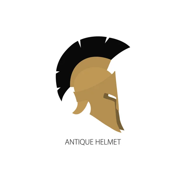 Casco romano o griego antiguo aislado en blanco — Vector de stock