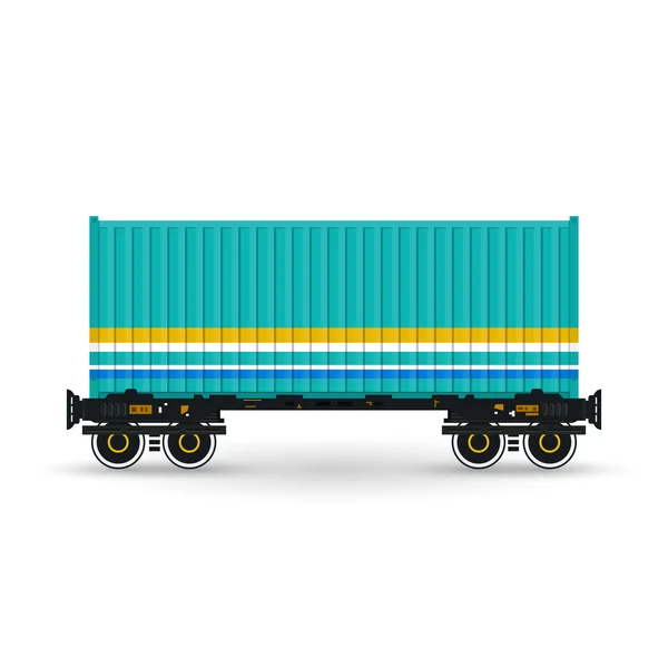 Plattform med grön Container isolerad på vit — Stock vektor