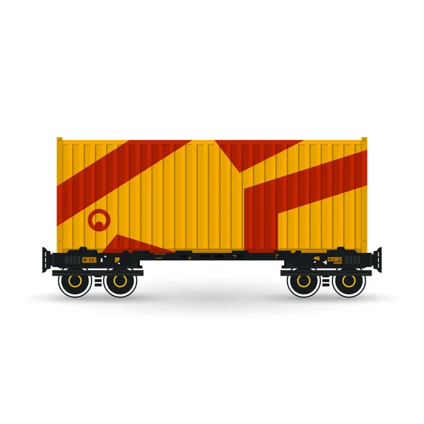 Plattform med Orange Container isolerad på vit — Stock vektor