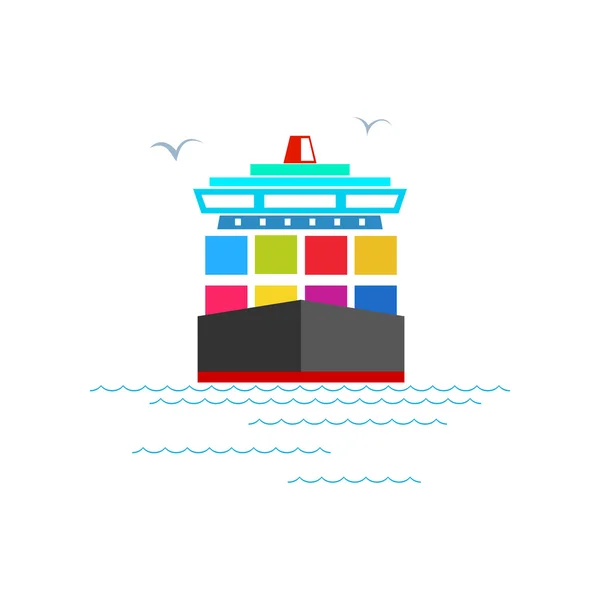Čelní pohled nákladní kontejnerová loď — Stockový vektor