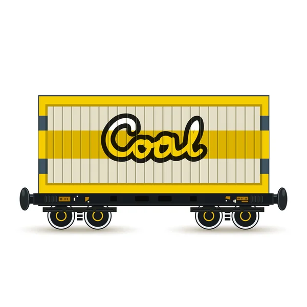 Carro ferroviario per carbone isolato su bianco — Vettoriale Stock