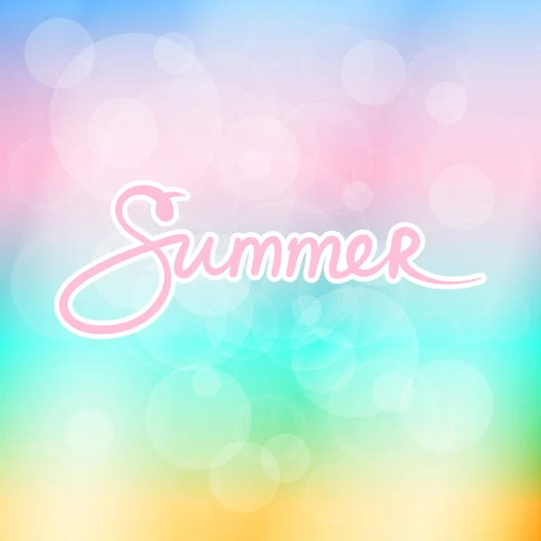 Soft Colorful Blurred Background with Text Summer — Stock Vector