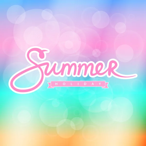 Soft Colorful Blurred Background with Text Summer — Stock Vector