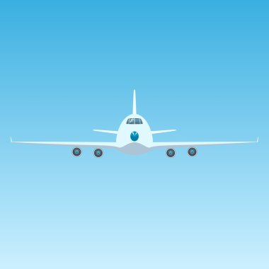 Uçak gökyüzünde uçak önden görünümü