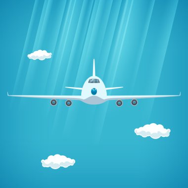 Uçak gökyüzünde uçak önden görünümü