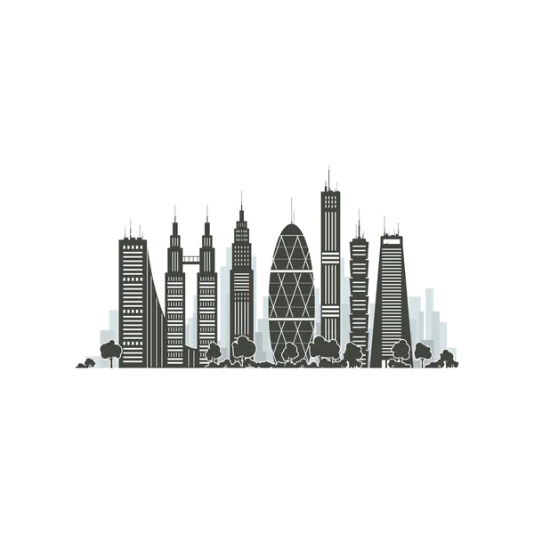 City Financial Center Isolated on White — Stock Vector