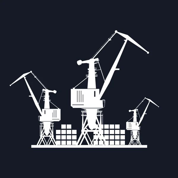 Cargo Cranes Isolated on Black — Stock Vector