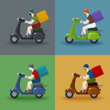 Teslimat için kutuları olan eski mobiletler.