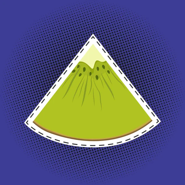 Slice of kiwifruit sticker on a pop art background — стоковый вектор