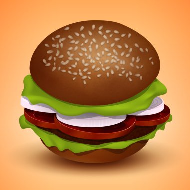 Tasty juicy burger, vector illustration
