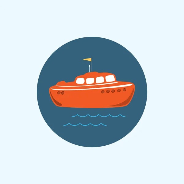 Icon with colored boat, vector illustration — Stock Vector